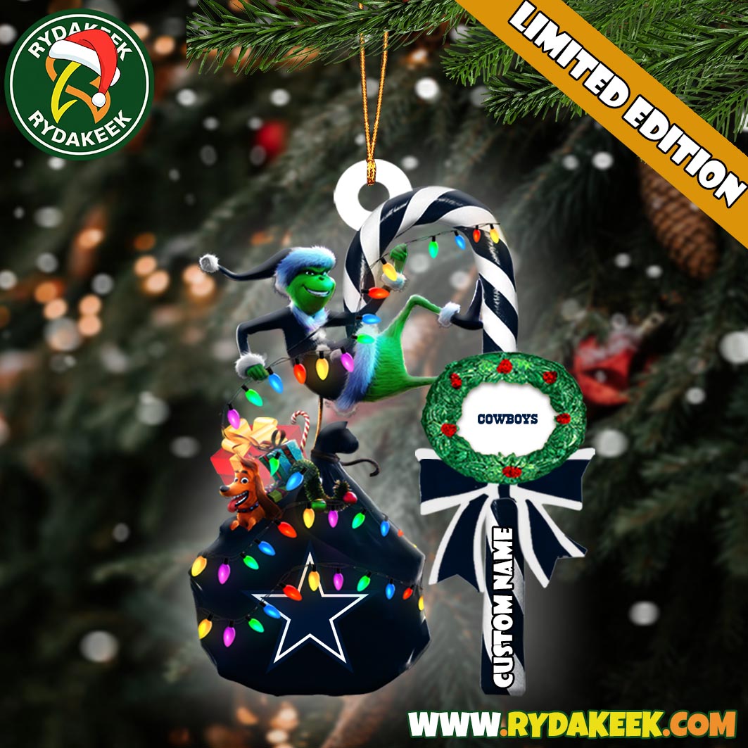 Dallas Cowboys NFL Custom Grinch Candy Cane Name Ornament 2025 Xmas Tree Gift Dallas Cowboys NFL Custom Grinch Candy Cane Name Ornament 2025 Xmas Tree Gift