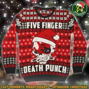 Five Finger Death Punch Bloody Red Santa Skull Christmas Gifts Xmas For Family And Friends Ugly Sweater