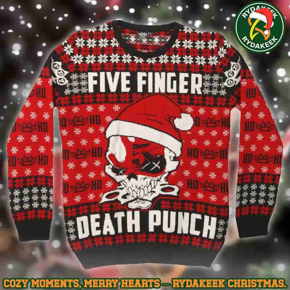 Five Finger Death Punch Bloody Red Santa Skull Christmas Gifts Xmas For Family And Friends Ugly Sweater Five Finger Death Punch Bloody Red Santa Skull Christmas Gifts Xmas For Family And Friends Ugly Sweater