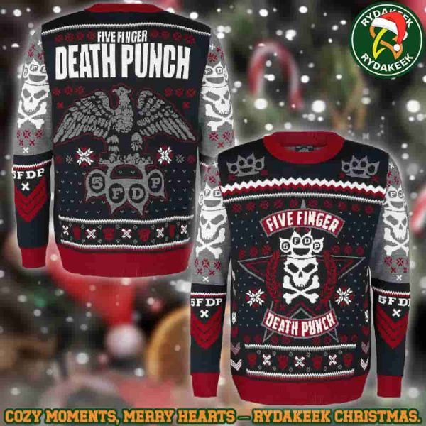 Five Finger Death Punch Eagle & Skull Christmas Gifts Xmas For Family And Friends Ugly Sweater