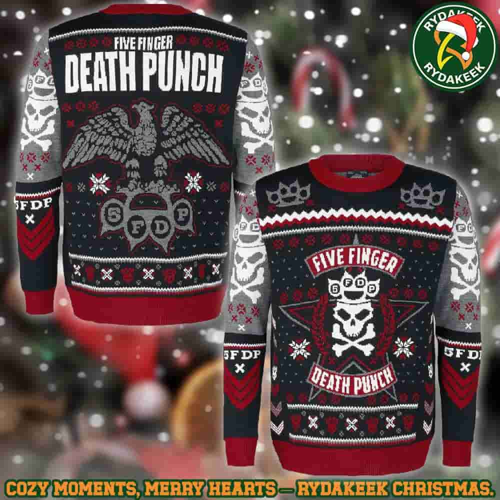 Five Finger Death Punch Eagle & Skull Christmas Gifts Xmas For Family And Friends Ugly Sweater Five Finger Death Punch Eagle & Skull Christmas Gifts Xmas For Family And Friends Ugly Sweater