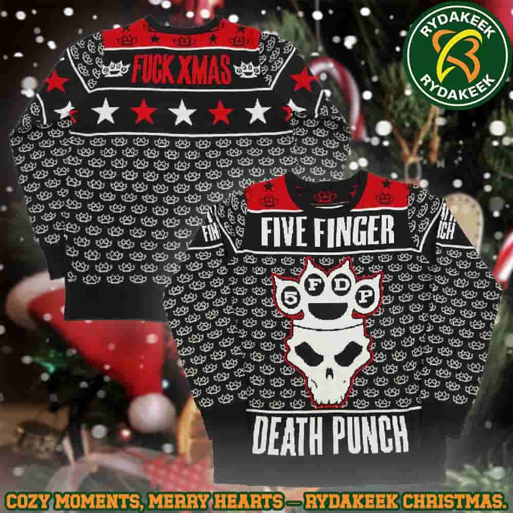 Five Finger Death Punch Fuck Xmas Christmas Christmas Gifts Xmas For Family And Friends Ugly Sweater Five Finger Death Punch Fuck Xmas Christmas Christmas Gifts Xmas For Family And Friends Ugly Sweater