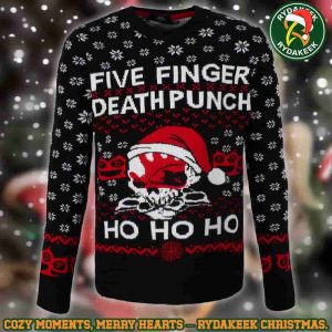 Five Finger Death Punch Snowflakes Santa Skull HO HO HO Christmas Gifts Xmas For Family And Friends Ugly Sweater