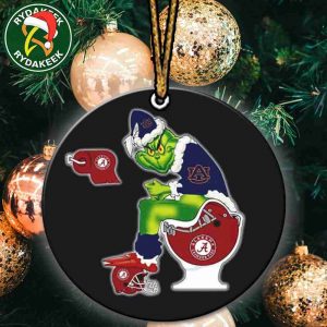 Grinch Christmas X Auburn Tigers Sitting On Toilet Alabama Crimson Tide Christmas Tree Decorations Ornament Funny College Football NCAA