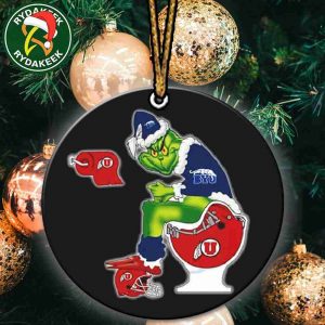 Grinch Christmas X Byu Cougars Sitting On Toilet Utah Utes Christmas Tree Decorations Ornament Funny College Football NCAA