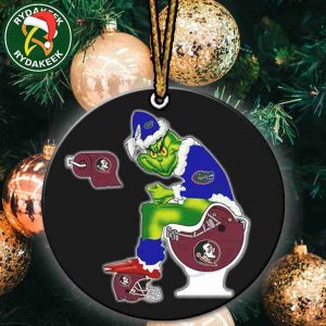 Grinch Christmas X Florida Gators Sitting On Toilet Florida State Seminoles Christmas Tree Decorations Ornament Funny College Football NCAA