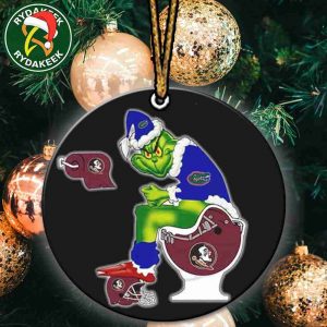 Grinch Christmas X Georgia Bulldogs Sitting On Toilet Florida Gators Christmas Tree Decorations Ornament Funny College Football NCAA