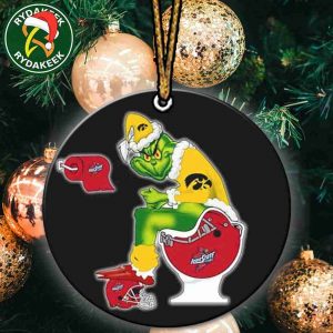 Grinch Christmas X Iowa Hawkeyes Sitting On Toilet Iowa State Cyclones Christmas Tree Decorations Ornament Funny College Football NCAA