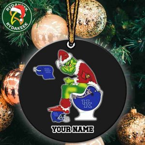Grinch Christmas X Louisville Cardinals Sitting On Toilet Kentucky Wildcats Christmas Tree Decorations Ornament Funny College Football NCAA