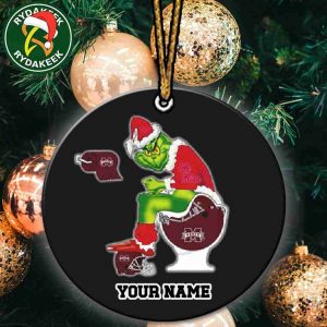Grinch Christmas X Ole Miss Rebels Sitting On Toilet Mississippi State Bulldogs Christmas Tree Decor Ornament Funny College Football NCAA
