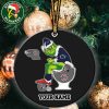 Grinch Christmas X Pittsburgh Panthers Sitting On Toilet West Virginia Mountaineers Christmas Tree Decorations Ornament Funny College Football NCAA