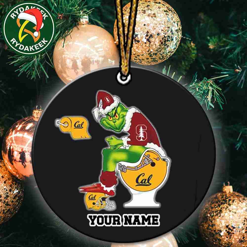 Grinch Christmas X Stanford Cardinal Sitting On Toilet California Golden Bears Christmas Tree Decorations Ornament Funny College Football NCAA