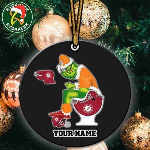 Grinch Christmas X Tennessee Volunteers Sitting On Toilet Alabama Crimson Tide Christmas Tree Decorations Ornament Funny College Football NCAA