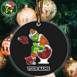 Grinch Christmas X Texas Longhorns Sitting On Toilet Oklahoma Sooners Christmas Tree Decorations Ornament Funny College Football NCAA
