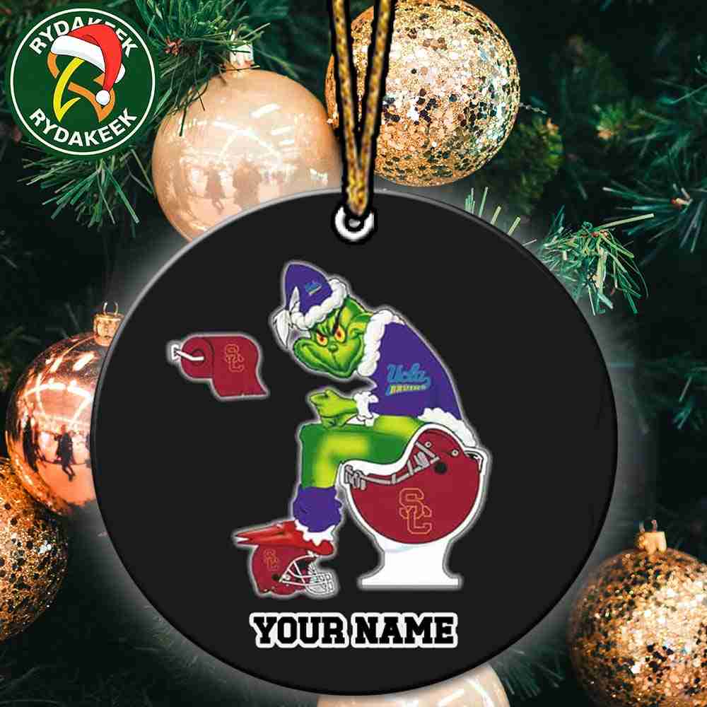 Grinch Christmas X UCLA Bruins Sitting On Toilet Usc Trojans Christmas Tree Decorations Ornament Funny College Football NCAA
