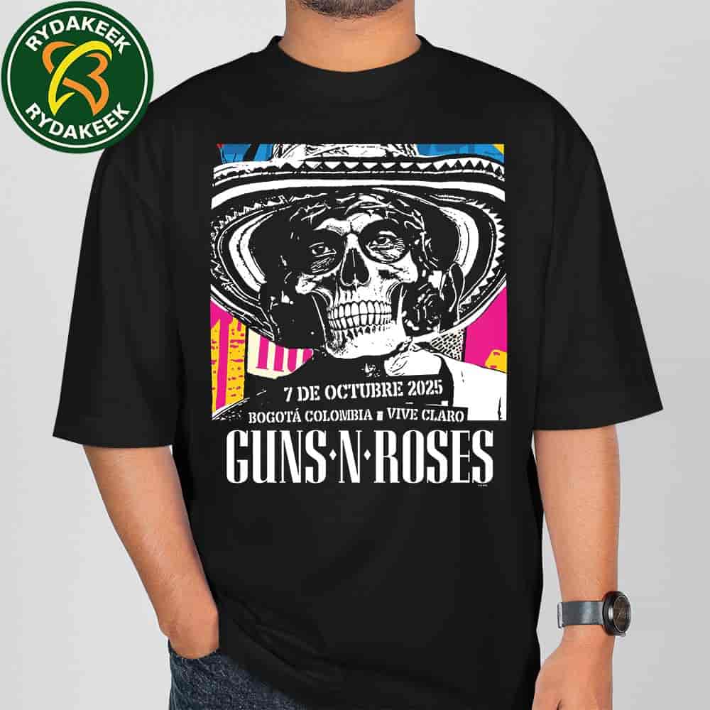 Guns N' Roses 2025 Bogota Concert T-Shirt Official Vive Claro Tour Poster Design Guns N' Roses 2025 Bogota Concert T-Shirt Official Vive Claro Tour Poster Design