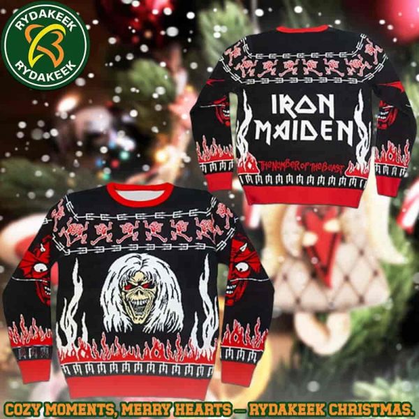 Iron Maiden The Number Of The Beast With Eddie The Head Ugly Sweater Christmas 2025 Gift For Men And Women
