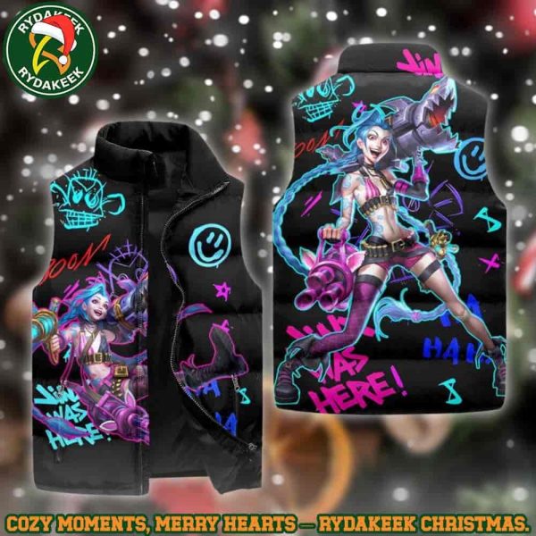 Jinx Was Here League Of Legends Arcane Sleeveless Down Jacket