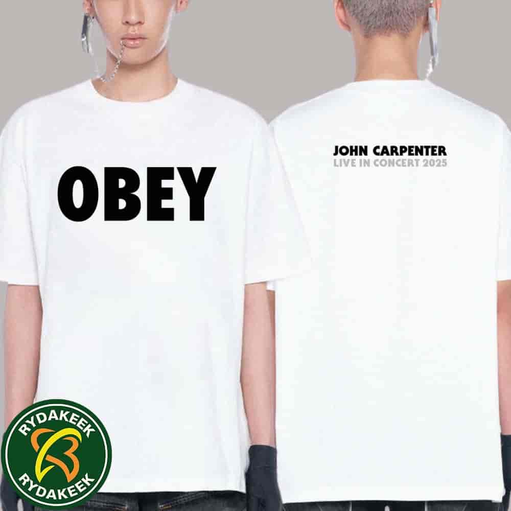 John Carpenter Live In Concert 2025 They Live Obey Black T-Shirt Exclusive Merchandise John Carpenter Live In Concert 2025 They Live Obey Black T-Shirt Exclusive Merchandise