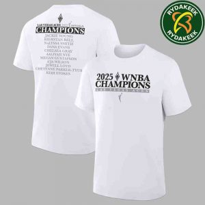Las Vegas Aces Fanatics Off White 2025 WNBA Finals Champions Team Roster Two Sided Unisex T-Shirt