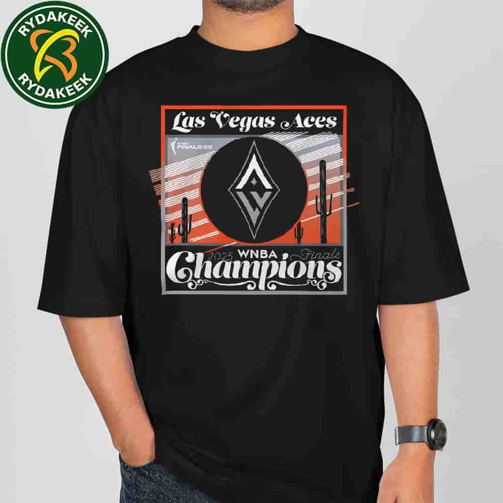 Las Vegas Aces Stadium Essentials Black 2025 WNBA Finals Champions Sunset Urban Premium Relaxed Fit T-Shirt