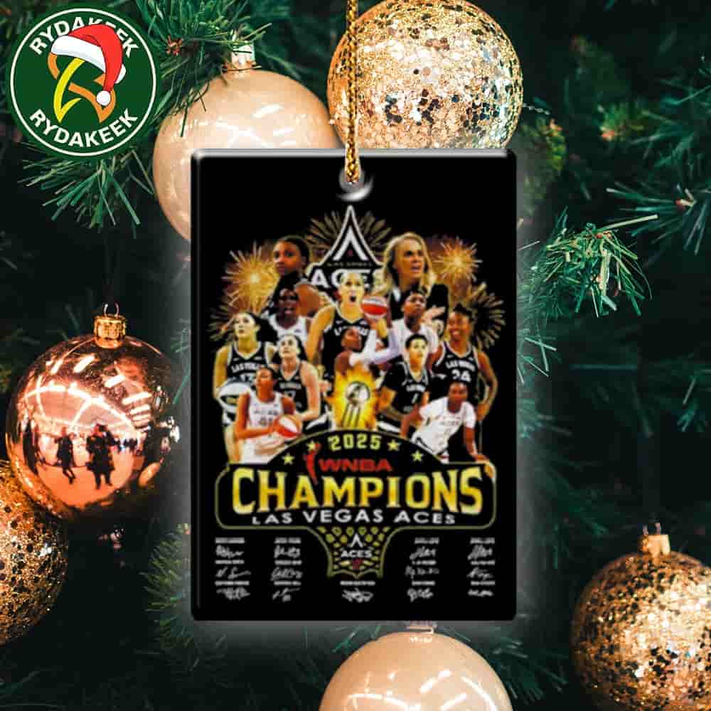 Las Vegas Aces women’s basketball 2025 WNBA Champions signature Christmas Tree Decorations Ornament Las Vegas Aces women’s basketball 2025 WNBA Champions signature Christmas Tree Decorations Ornament