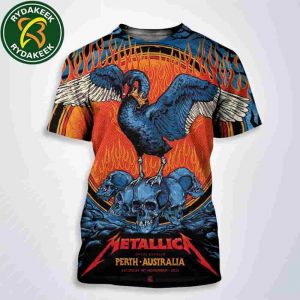 Metallica M72 Perth Australia 2025 Black Swan of Death Poster & Merchandise Art By Ben Brown Exclusive At The Optus Stadium On November 1st AOP Shirt