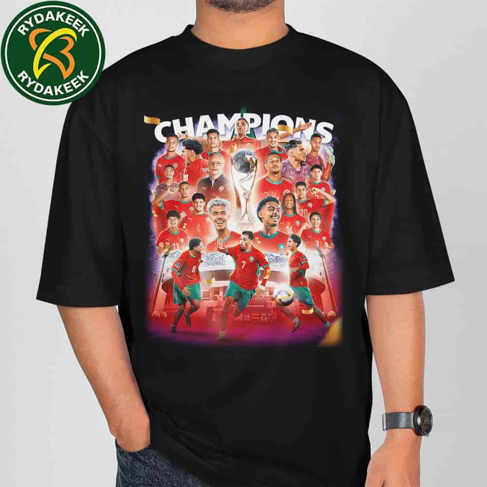 Morocco Champions In Historic FIFA U-20 World Cup 2025 Victory T-Shirt Morocco Champions In Historic FIFA U-20 World Cup 2025 Victory T-Shirt