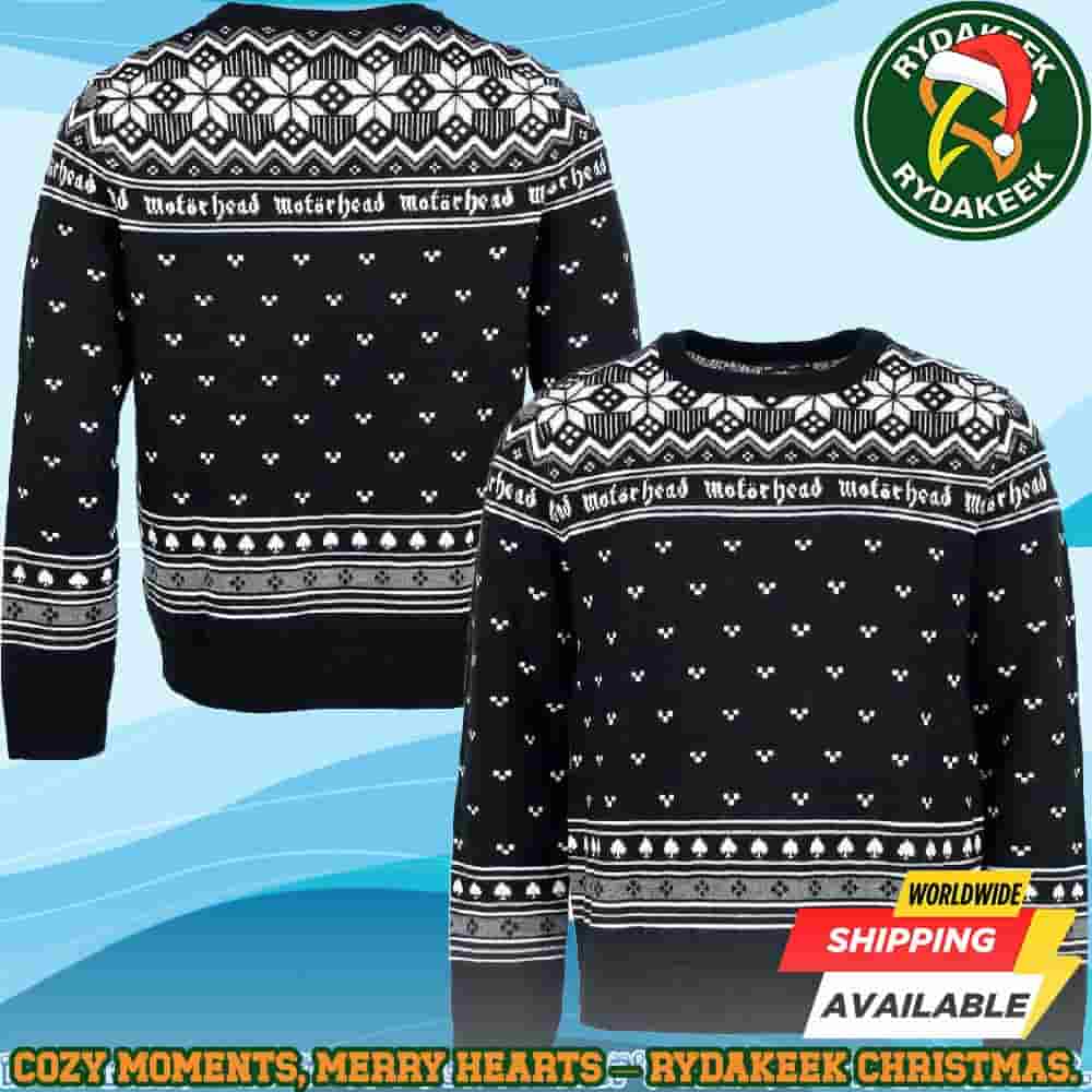 Motorhead Classic Black & White Pattern Family Memories And Christmas Gift Ugly Sweater Motorhead Classic Black & White Pattern Family Memories And Christmas Gift Ugly Sweater