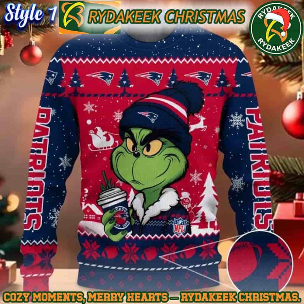 NFL New England Patriots Grinch Stolen Christmas Ugly Sweater For Family Memories And Xmas Gift NFL New England Patriots Grinch Stolen Christmas Ugly Sweater For Family Memories And Xmas Gift