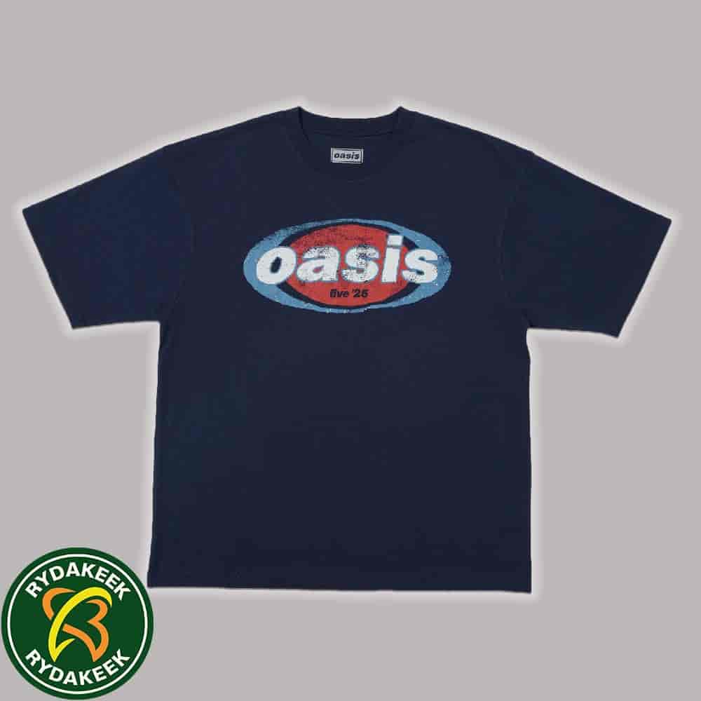 Oasis Logo Live 25 Tour Exclusive Merch Navy Color T-Shirt Oasis Logo Live 25 Tour Exclusive Merch Navy Color T-Shirt