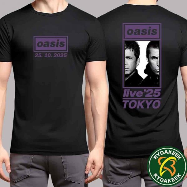 Oasis Tokyo Japan Merch Exclusive Tee Live 25 Tour At Tokyo Dome On October 25 2025 Two Sided T-Shirt