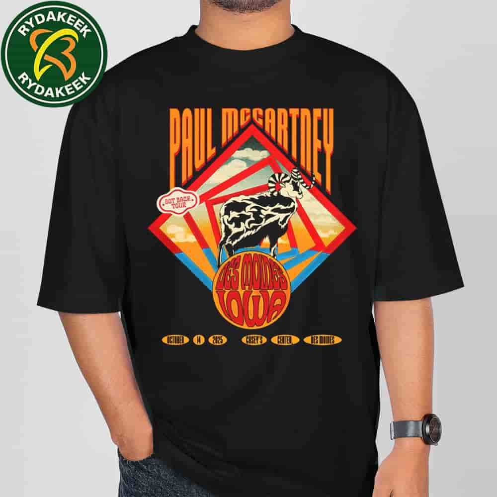 Paul McCartney Des Moines Got Back Tour 2025 Live At Wells Fargo Arena On October 14 Event T-Shirt Merchandise Paul McCartney Des Moines Got Back Tour 2025 Live At Wells Fargo Arena On October 14 Event T-Shirt Merchandise