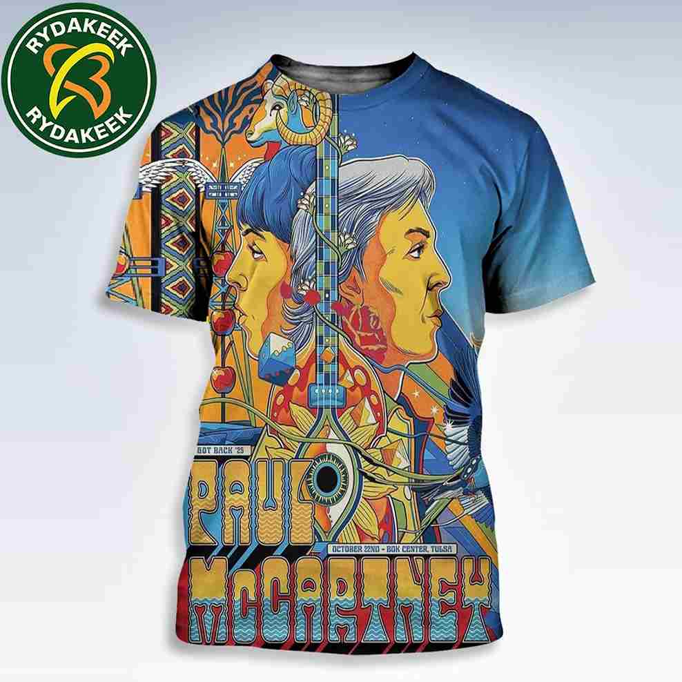 Paul McCartney Got Back Tour 2025 Tulsa Live At Bok Center Oct 22 Concert Poster All Over Print Shirt Paul McCartney Got Back Tour 2025 Tulsa Live At Bok Center Oct 22 Concert Poster All Over Print Shirt