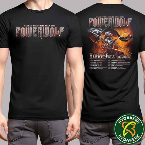Powerwolf Wake Up The Wicked Tour 2026 With Hammer Fall And Wind Rose Dates List T-Shirt