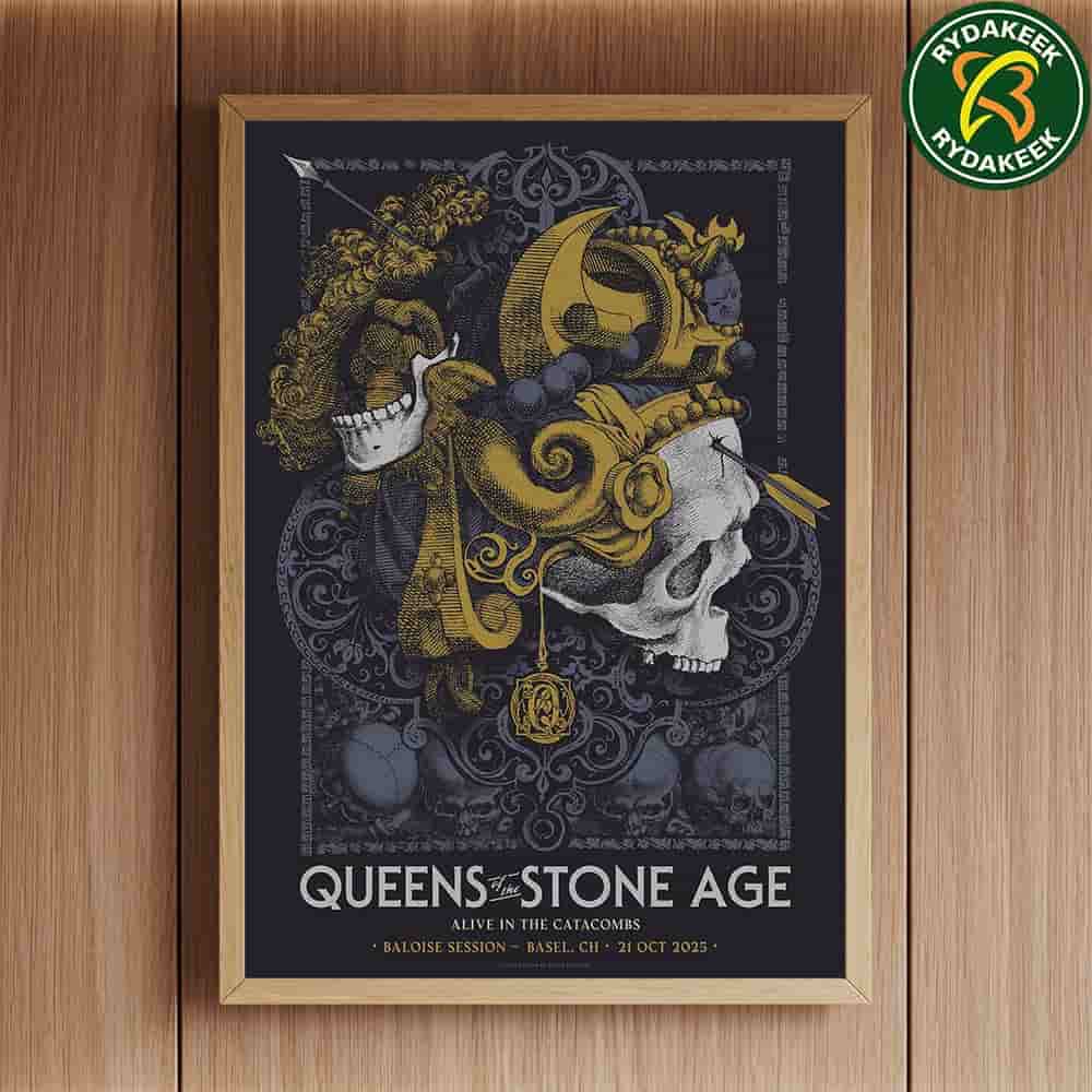 Queens Of The Stone Age Baloise Session Basel Switzerland 2025 Concert Poster At Moonpools On October 21 Home Decor Poster Canvas