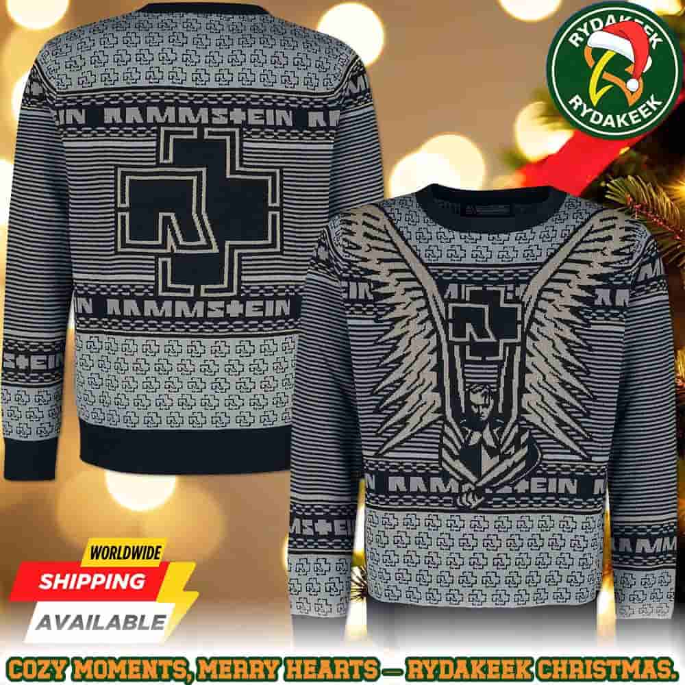 Rammstein Official Ugly Sweater Angle Wings With Logo Back Family Memories And Christmas Gift Ugly Sweater Rammstein Official Ugly Sweater Angle Wings With Logo Back Family Memories And Christmas Gift Ugly Sweater