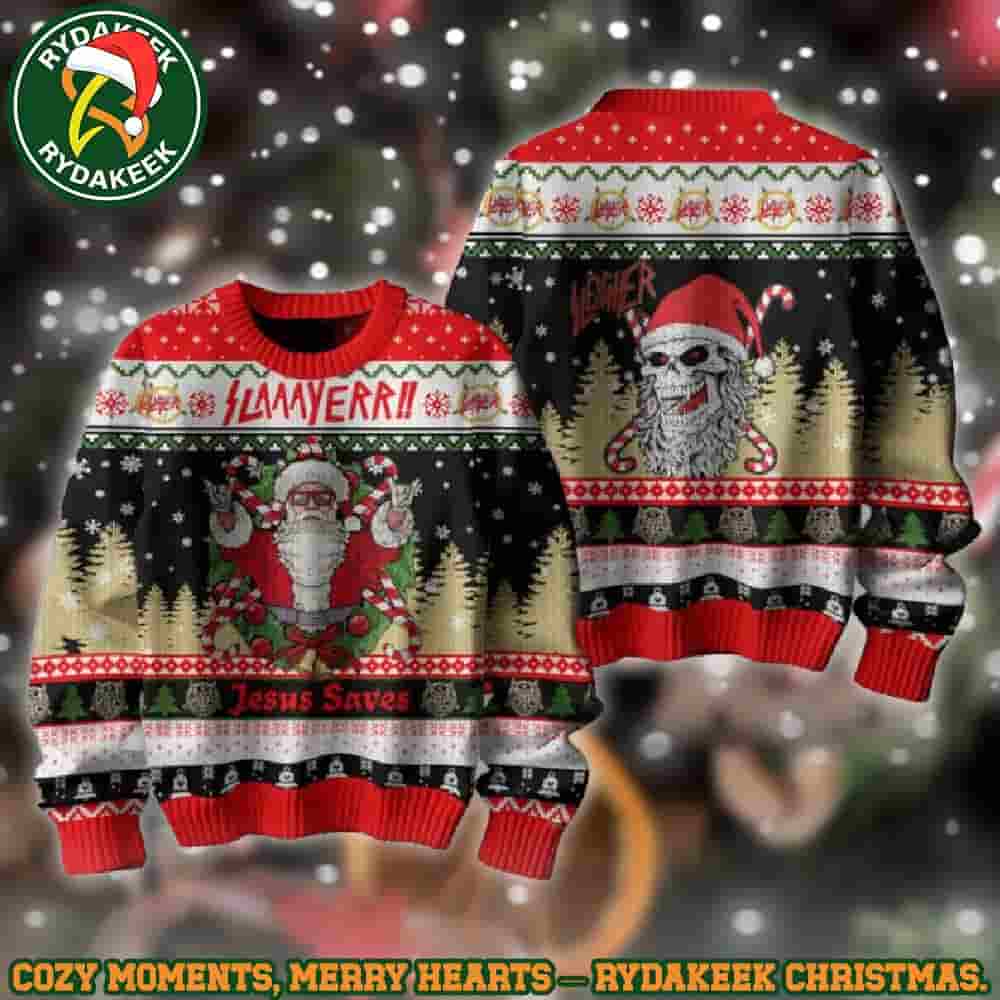 Slayer Jesus Saves Family Memories And Christmas Gift Ugly Sweater Slayer Jesus Saves Family Memories And Christmas Gift Ugly Sweater