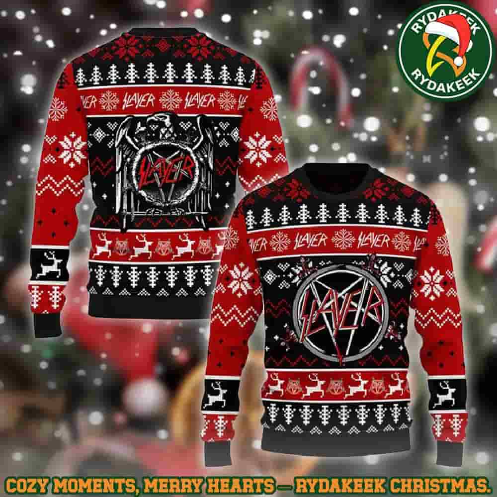 Slayer Thrash Metal Band King Hanneman Lombardo Araya Family Memories And Christmas Gift Ugly Sweater Slayer Thrash Metal Band King Hanneman Lombardo Araya Family Memories And Christmas Gift Ugly Sweater