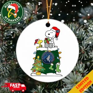 Snoopy And Woodstock NBA Christmas Ornament 2025 For Minnesota Timberwolves Fans