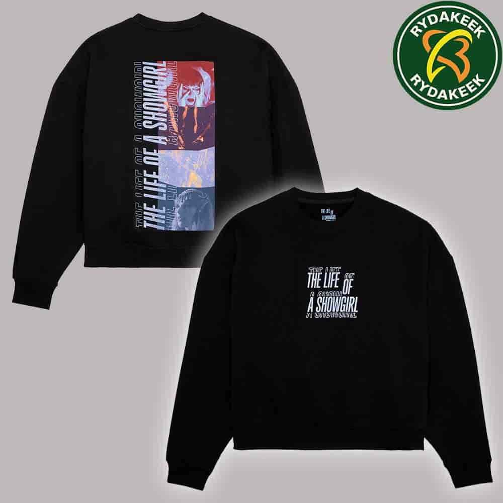 Taylor Swift The Life Of A Showgirl Merch IT's Film Strip Black Crewneck Sweatshirt