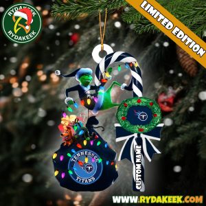 Tennessee Titans NFL Custom Grinch Candy Cane Name Ornament 2025 Xmas Tree Gift