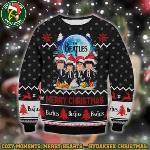 The Beatles Classic Portrait Under Moon Black  Family Memories And Christmas Gift Ugly Sweater