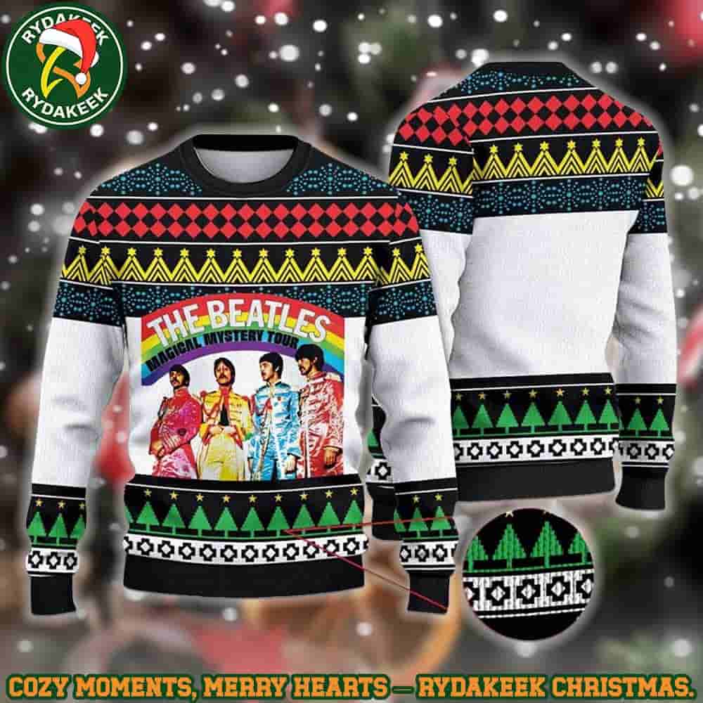 The Beatles Magical Mystery Tour White Family Memories And Christmas Gift Ugly Sweater The Beatles Magical Mystery Tour White Family Memories And Christmas Gift Ugly Sweater