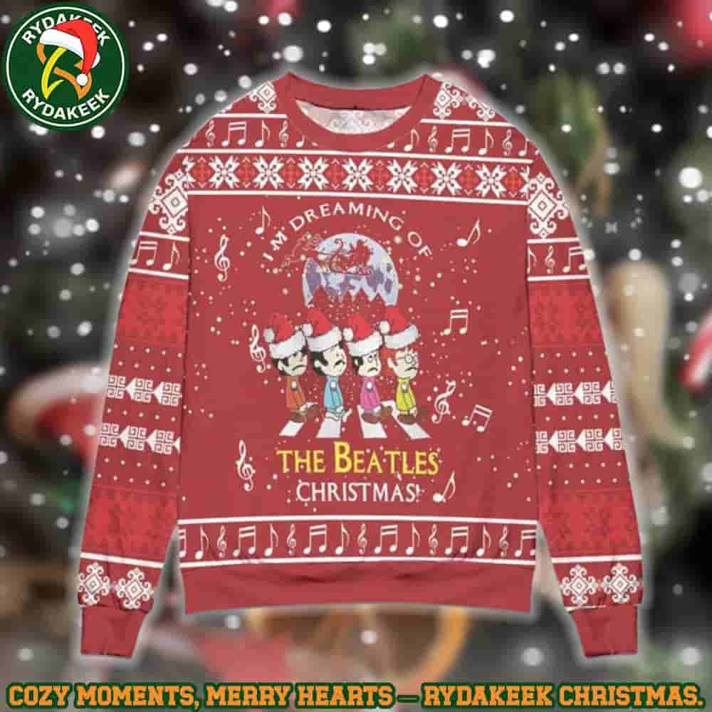 The Beatles Red Dreaming Of Christmas Abbey Road Family Memories And Christmas Gift Ugly Sweater The Beatles Red Dreaming Of Christmas Abbey Road Family Memories And Christmas Gift Ugly Sweater