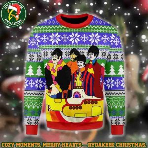 The Beatles Yellow Submarine Purple Green Family Memories And Christmas Gift Ugly Sweater