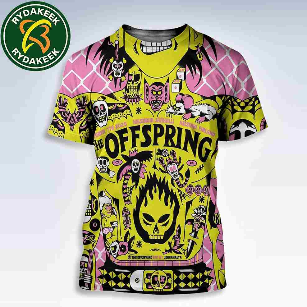 The Offspring 2025 Helsinki Finland Live At Helsingin Jaahalli October 7 Concert Poster Art By John F Malta All Over Print Shirt The Offspring 2025 Helsinki Finland Live At Helsingin Jaahalli October 7 Concert Poster Art By John F Malta All Over Print Shirt