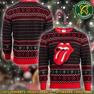 The Rolling Stones Black & Red Nordic Lip Family Memories And Christmas Gift Ugly Sweater