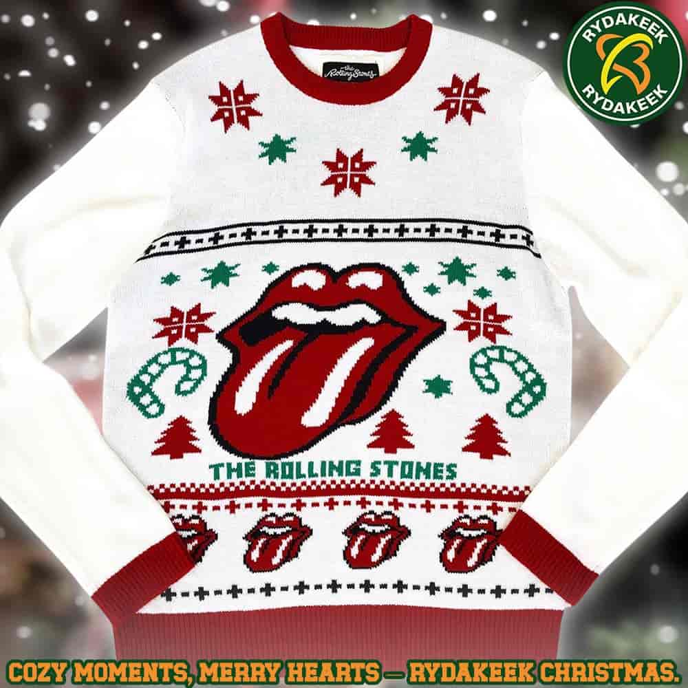 The Rolling Stones Classic Holiday Lip White Edition Family Memories And Christmas Gift Ugly Sweater The Rolling Stones Classic Holiday Lip White Edition Family Memories And Christmas Gift Ugly Sweater