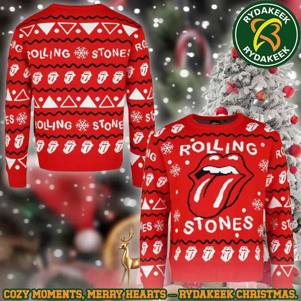 The Rolling Stones Red Geometric Rock Pattern Family Memories And Christmas Gift Ugly Sweater The Rolling Stones Red Geometric Rock Pattern Family Memories And Christmas Gift Ugly Sweater
